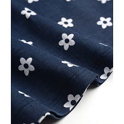 Babyhug Single Jersey Knit Sleeveless Frock With Floral Print - Navy Blue