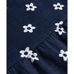 Babyhug Single Jersey Knit Sleeveless Frock With Floral Print - Navy Blue