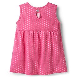 Babyhug Single Jersey Knit Sleeveless Frock With Polka Dot Print - Pink