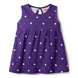 Babyhug Cotton Knit Onepiece Dress Sleeveless Heart Print Multi Color 6-9 Months