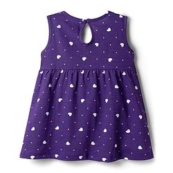 Babyhug Cotton Knit Onepiece Dress Sleeveless Heart Print Multi Color 6-9 Months