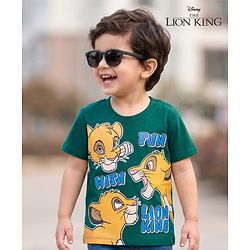 Babyhug Disney Single Jersey Knit Half Sleeves T-Shirt With Lion King Graphics - Green