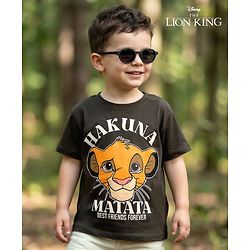 Babyhug Disney 100% Cotton Knit Half Sleeves T-Shirt With Lion King Graphic - Grey