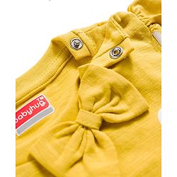 Babyhug Cotton Knit Half Sleeves T-Shirt & Pyjama Co-ord Night Suit With Polka Dot Print - Yellow