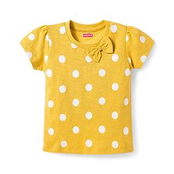 Babyhug Cotton Knit Half Sleeves T-Shirt & Pyjama Co-ord Night Suit With Polka Dot Print - Yellow