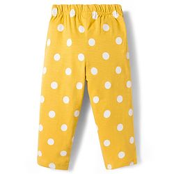Babyhug Cotton Knit Half Sleeves T-Shirt & Pyjama Co-ord Night Suit With Polka Dot Print - Yellow