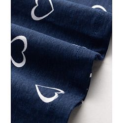 Babyhug Single Jersey Knit Sleeveless Frock With Heart Print - Navy Blue