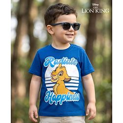 Babyhug Disney 100% Cotton Knit Half Sleeves T-Shirt With Lion King Graphic - Blue