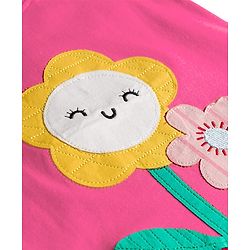 Baybyhug 100% Cotton Knit Sleeveless Tank T-Shirt With Floral Embroidery - Pink & Light Orange