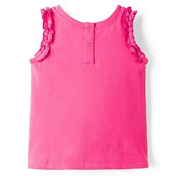 Baybyhug 100% Cotton Knit Sleeveless Tank T-Shirt With Floral Embroidery - Pink & Light Orange
