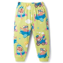 Babyhug Cotton Knit Half Sleeves T-Shirt & Pyjama Co-ord Night Suit With Teddy Bear  Print - Yellow