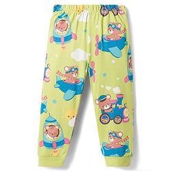Babyhug Cotton Knit Half Sleeves T-Shirt & Pyjama Co-ord Night Suit With Teddy Bear  Print - Yellow