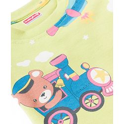 Babyhug Cotton Knit Half Sleeves T-Shirt & Pyjama Co-ord Night Suit With Teddy Bear  Print - Yellow