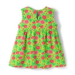 Babyhug Single Jersey Knit Sleeveless Frock With Heart Print - Green