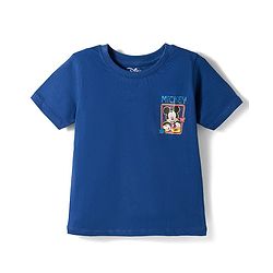 Babyhug Disney Single Jersey Knit Half Sleeves T-Shirt With Front & Back Mickey Mouse Graphics - Navy Blue