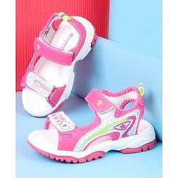Cute Walk by Babyhug Velcro Closure Sandals with Glitter Print - Pink