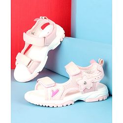 Cute Walk by Babyhug Velcro Closure Sandals with Floral Applique - Peach