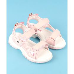 Cute Walk by Babyhug Velcro Closure Sandals with Floral Applique - Peach