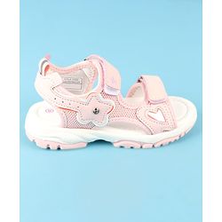 Cute Walk by Babyhug Velcro Closure Sandals with Floral Applique - Peach
