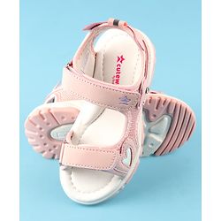 Cute Walk by Babyhug Velcro Closure Sandals with Floral Applique - Peach