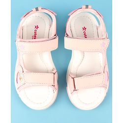 Cute Walk by Babyhug Velcro Closure Sandals with Floral Applique - Peach
