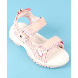 Cute Walk by Babyhug Velcro Closure Sandals with Floral Applique - Peach