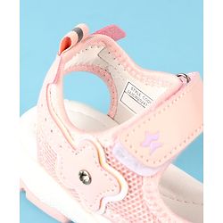 Cute Walk by Babyhug Velcro Closure Sandals with Floral Applique - Peach