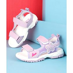 Cute Walk by Babyhug Velcro Closure Sandals with Floral Applique - Peach