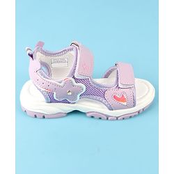 Cute Walk by Babyhug Velcro Closure Sandals with Floral Applique - Peach