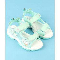 Cute Walk by Babyhug Velcro Closure Sandals with Floral Applique - Peach