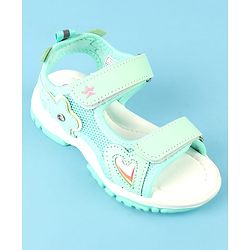Cute Walk by Babyhug Velcro Closure Sandals with Floral Applique - Peach