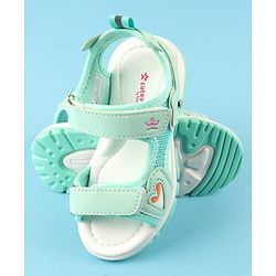 Cute Walk by Babyhug Velcro Closure Sandals with Floral Applique - Peach