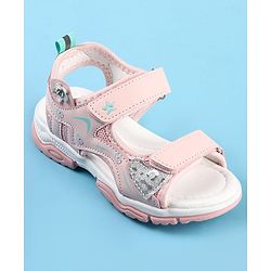 Cute Walk by Babyhug Velcro Closure Sandals with Floral Applique - Pink