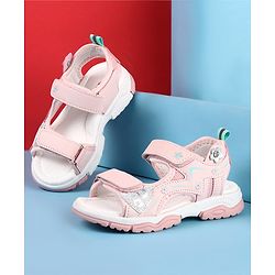 Cute Walk by Babyhug Velcro Closure Sandals with Floral Applique - Pink