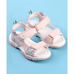 Cute Walk by Babyhug Velcro Closure Sandals with Floral Applique - Pink