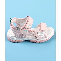 Cute Walk by Babyhug Velcro Closure Sandals with Floral Applique - Pink