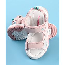Cute Walk by Babyhug Velcro Closure Sandals with Floral Applique - Pink