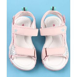Cute Walk by Babyhug Velcro Closure Sandals with Floral Applique - Pink