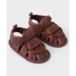 Cute Walk by Babyhug Velcro Closure Solid Colour Booties - Brown