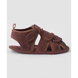 Cute Walk by Babyhug Velcro Closure Solid Colour Booties - Brown