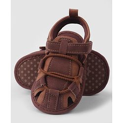 Cute Walk by Babyhug Velcro Closure Solid Colour Booties - Brown