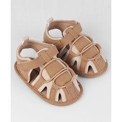 Cute Walk by Babyhug Velcro Closure Solid Colour Booties - Brown