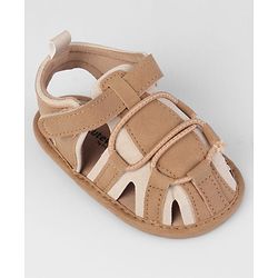 Cute Walk by Babyhug Velcro Closure Solid Colour Booties - Brown