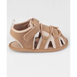 Cute Walk by Babyhug Velcro Closure Solid Colour Booties - Brown