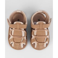 Cute Walk by Babyhug Velcro Closure Solid Colour Booties - Brown