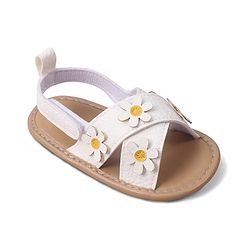 Cute Walk by Babyhug Velcro Closure Solid Colour Booties with Floral Applique- White