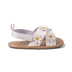 Cute Walk by Babyhug Velcro Closure Solid Colour Booties with Floral Applique- White