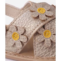 Cute Walk by Babyhug Velcro Closure Solid Colour Booties with Floral Applique- White