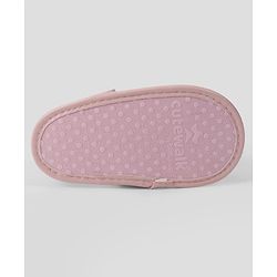 Cute Walk by Babyhug Velcro Closure Solid Colour Booties with Floral Applique- White