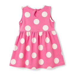 Babyhug Cotton Knit One Piece Dresses/Frocks Polka Dot Multi Color 6-9 Months